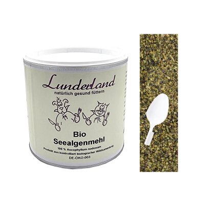 Lunderland Bio Seealgenmehl 400g Einzelfuttermittel für Hunde und Katzen + Löffel