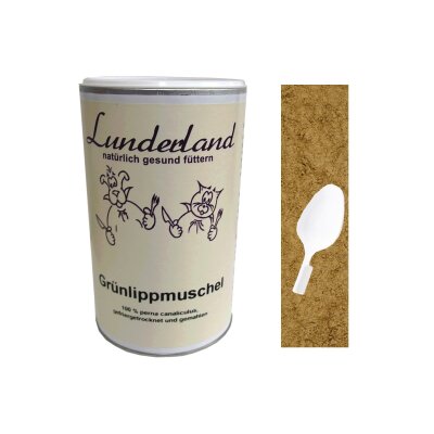 Lunderland Grünlippmuschelpulver 500g + Dosierlöffel Einzelfuttermittel für Hunde