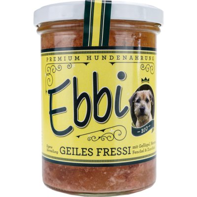 Bio Hundenahrung "Geiles Fressi" 400g Ebbi mit Hähnchen & Pute, Fenchel, Zucchini