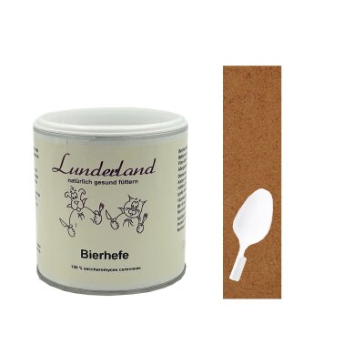Lunderland Bierhefe 100g gemahlen + Dosierlöffel Einzelfuttermittel für Hunde und Katzen