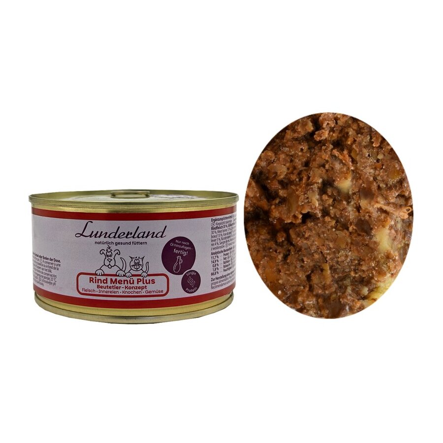 L Rind Lunderland Rind Menü Plus 300g mit Fleisch Innereien Knochen und Gemü ...