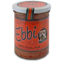 Ebbi BIO Hundefutter Geflügel Pur 400g Glas mit...