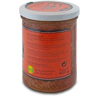 Ebbi BIO Hundefutter Geflügel Pur 400g Glas mit Pute, Hähnchen, Hähnchenherzen, Hähnchenleber